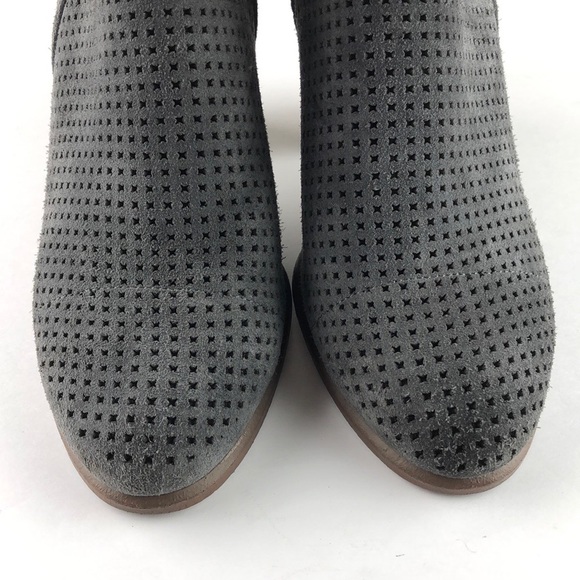 Vince Camuto Gray Perforated Suede Heeled Booties Sz 7.5 - Picture 5 of 9